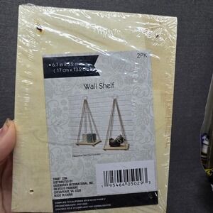 Greenbrier International 2PK Hanging Wood Wall Shelf Set Natural Boho Decor